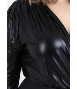 Hersecret AmyClo musta wetlook v-body (plus size)