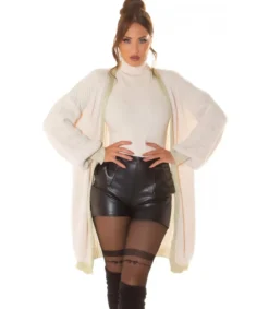 Hersecret Beige oversized pitkä villatakki tehostevärillä