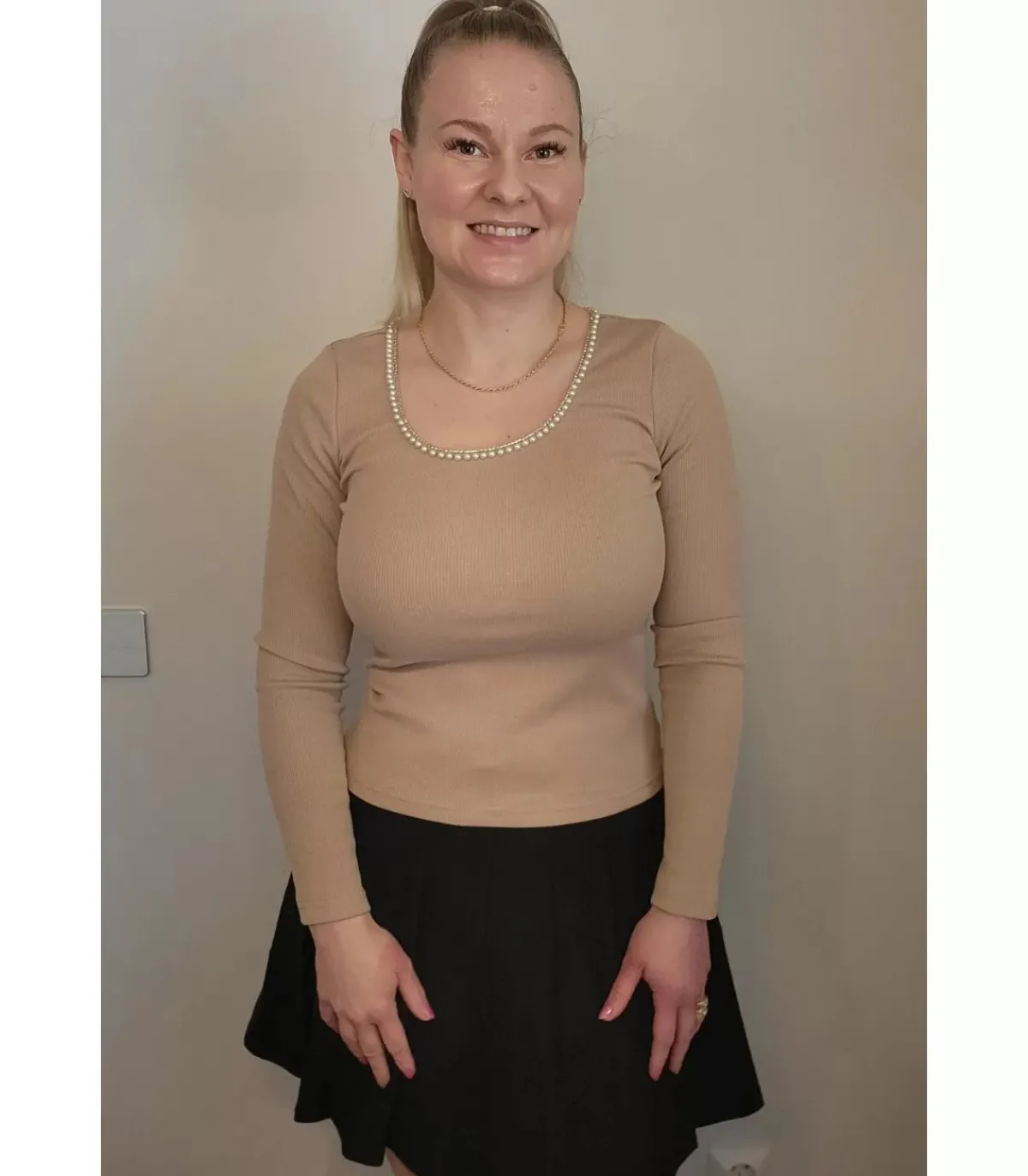 LC Beige pitkähihainen ribbipaita heikauuksea