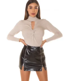 Hersecret Beige solmukoristeinen pooloneule kurkistusaukolla