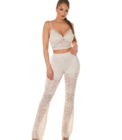 Hersecret Beiget pitsihousut ja bralettetoppi