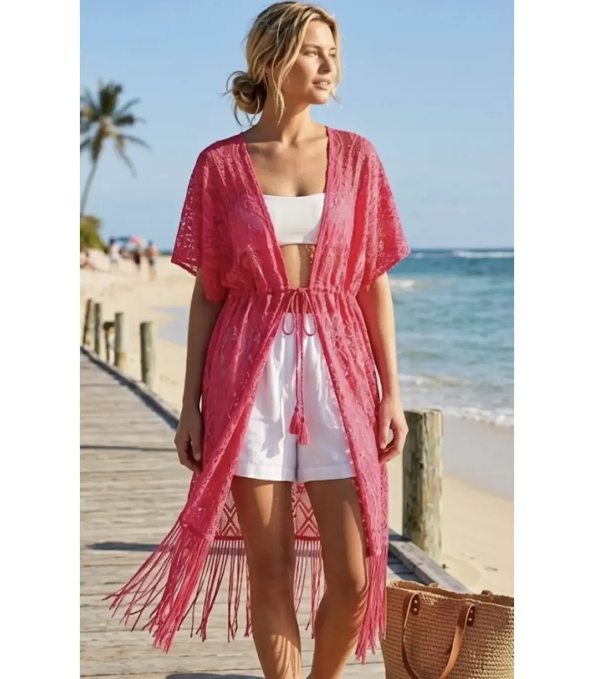 Hersecret CiCi neonpinkki pitsikimono hapsuilla