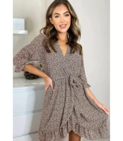 CW Daphne ruskea wrap-look v-mekko