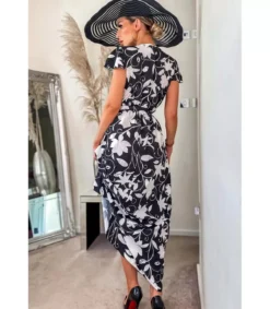 CW Debbie mustavalkoinen wrap-look v-maksimekko