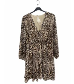 EB EF leopardikuvioinen wrap-look v-mekko (plus size)