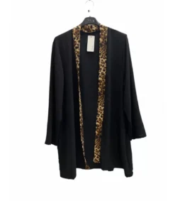 EF musta/leopardikuvioinen paitatakki (plus size)
