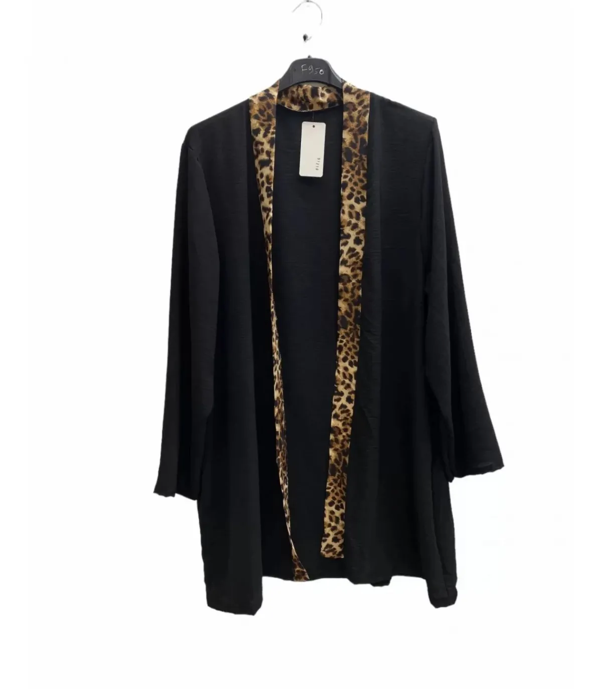 EF musta/leopardikuvioinen paitatakki (plus size)