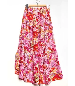 Hersecret Elena Z pinkki kukkakuvioinen high low -hame