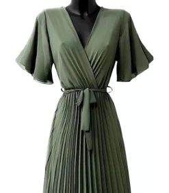 Elle Style Alita khaki pitkä vekkimekko vyöllä
