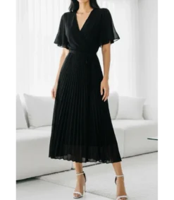Hersecret Elle Style Alita musta pitkä vekkimekko vyöllä