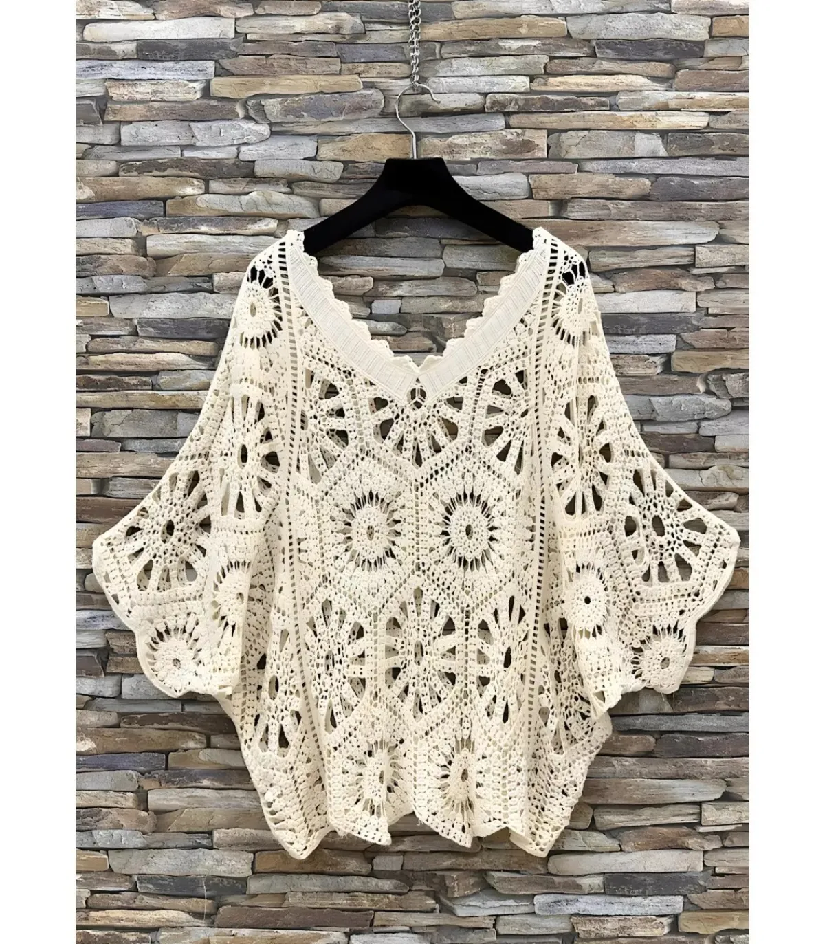 Elle Style Hena beige virkattu paita