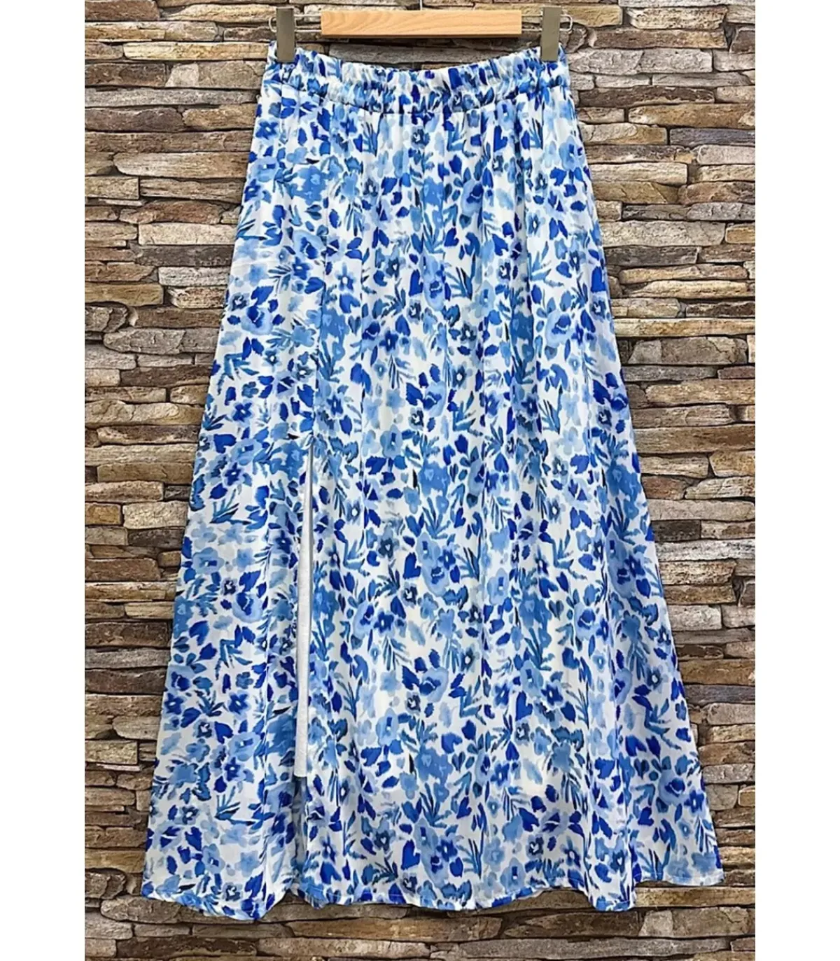 Elle Style Latina sininen kuviollinen maksihame halkiolla