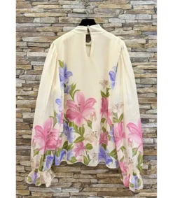 Elle Style Sylvia beige kukkakuvioinen pusero