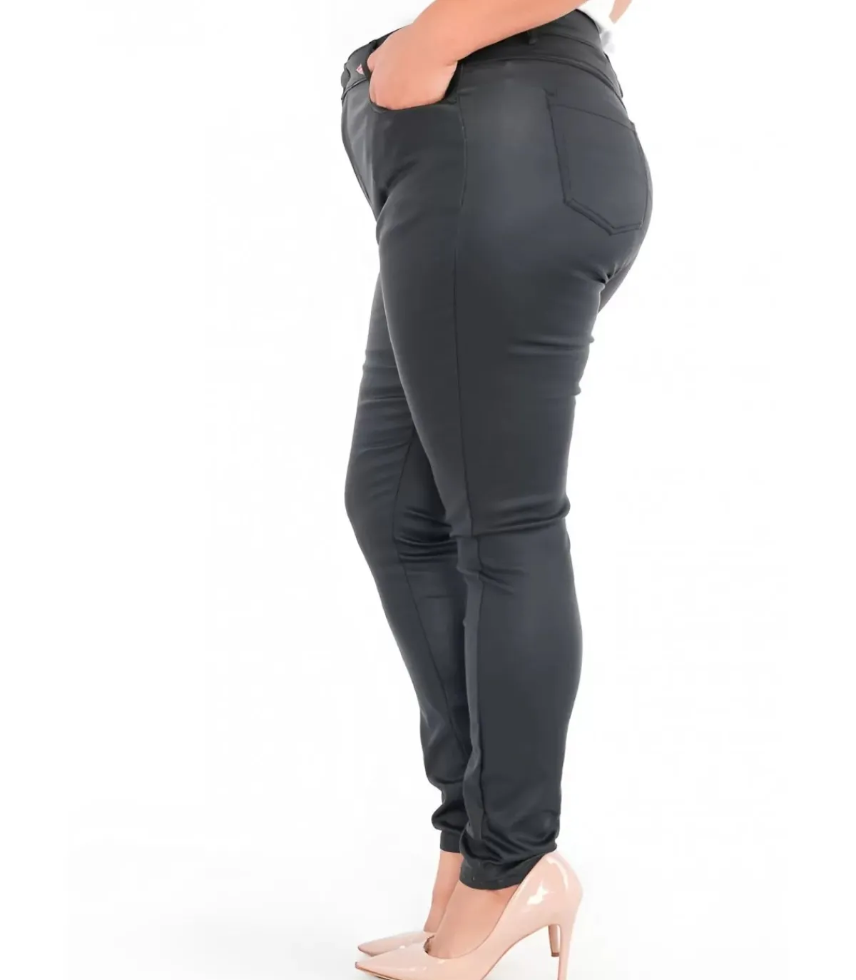 Hersecret G-smack mustat tekonahkahousut (plus size)