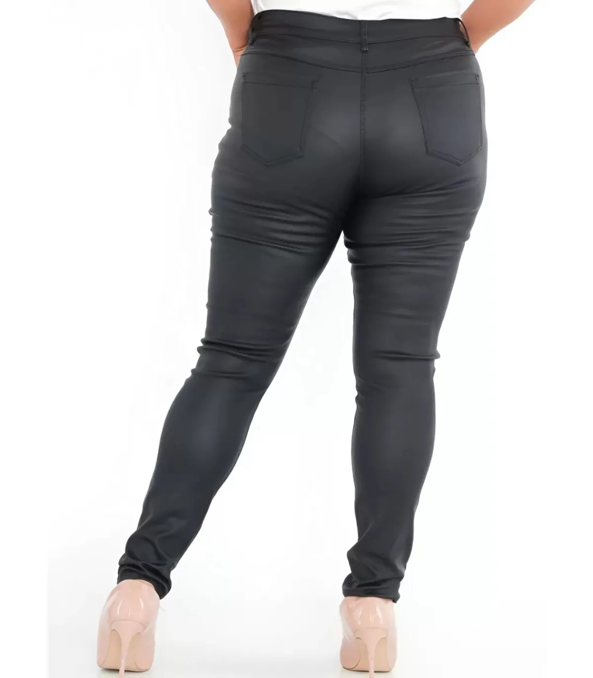Hersecret G-smack mustat tekonahkahousut (plus size)