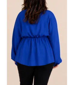 Kazaka sininen pitkähihainen wrap-look v-paita