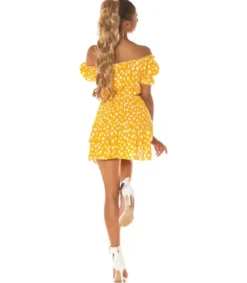 Koucla Keltavalkoinen off-shoulder hamesetti