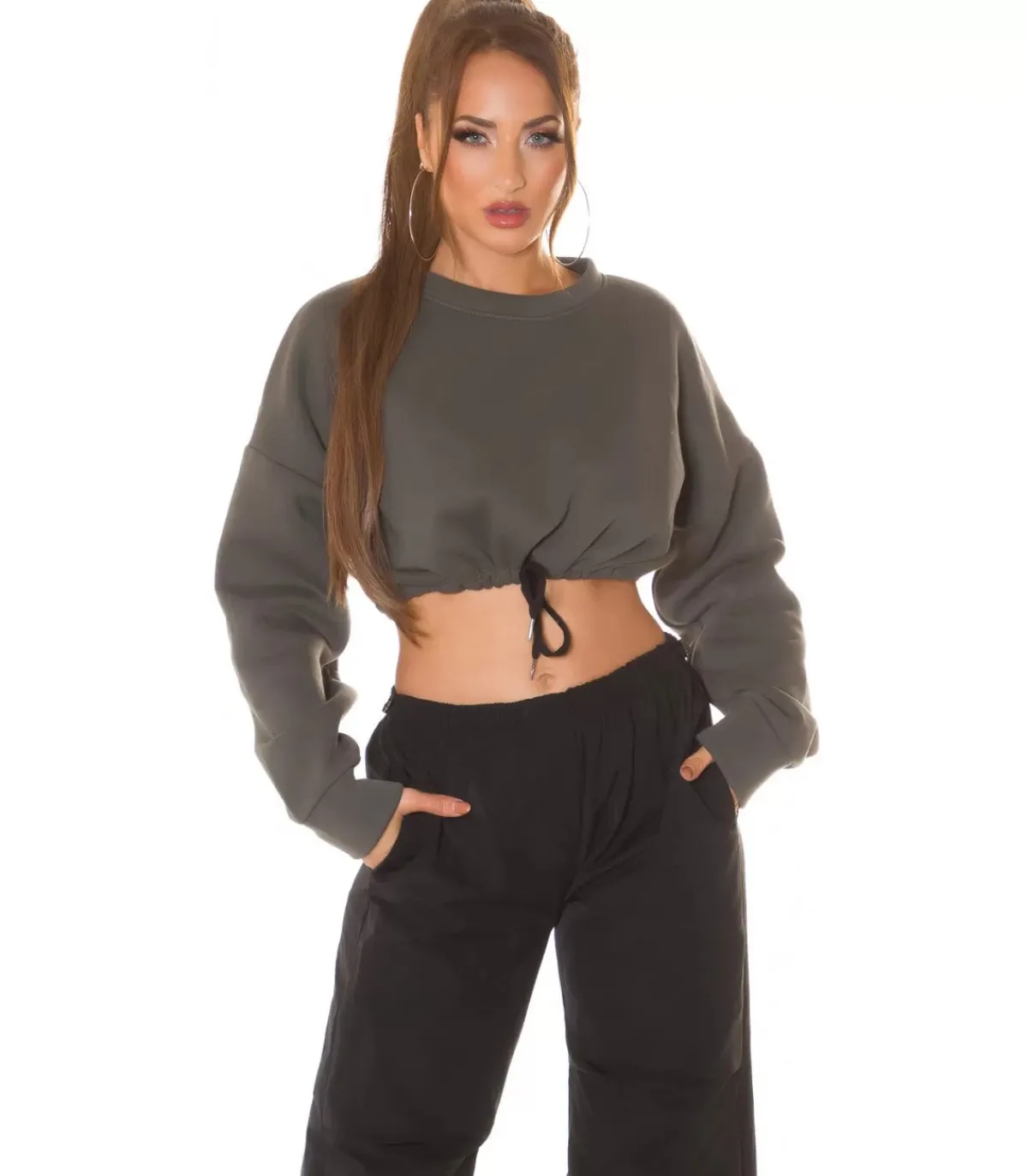 Hersecret Khaki crop collegepaita nauhoilla