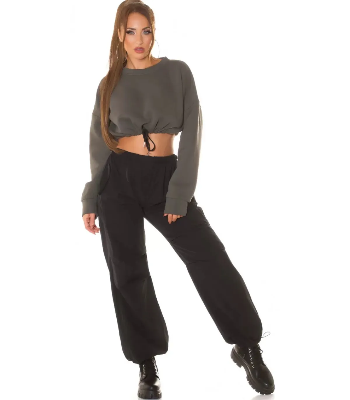 Hersecret Khaki crop collegepaita nauhoilla