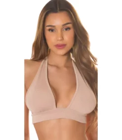 Koucla cappuccino lyhyt halterneck v-ribbitoppi