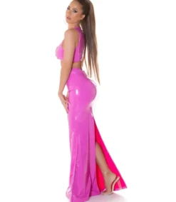 Koucla lyhyt latex look toppi vaaleanpunainen