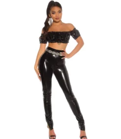 Koucla musta latex look latinapaita