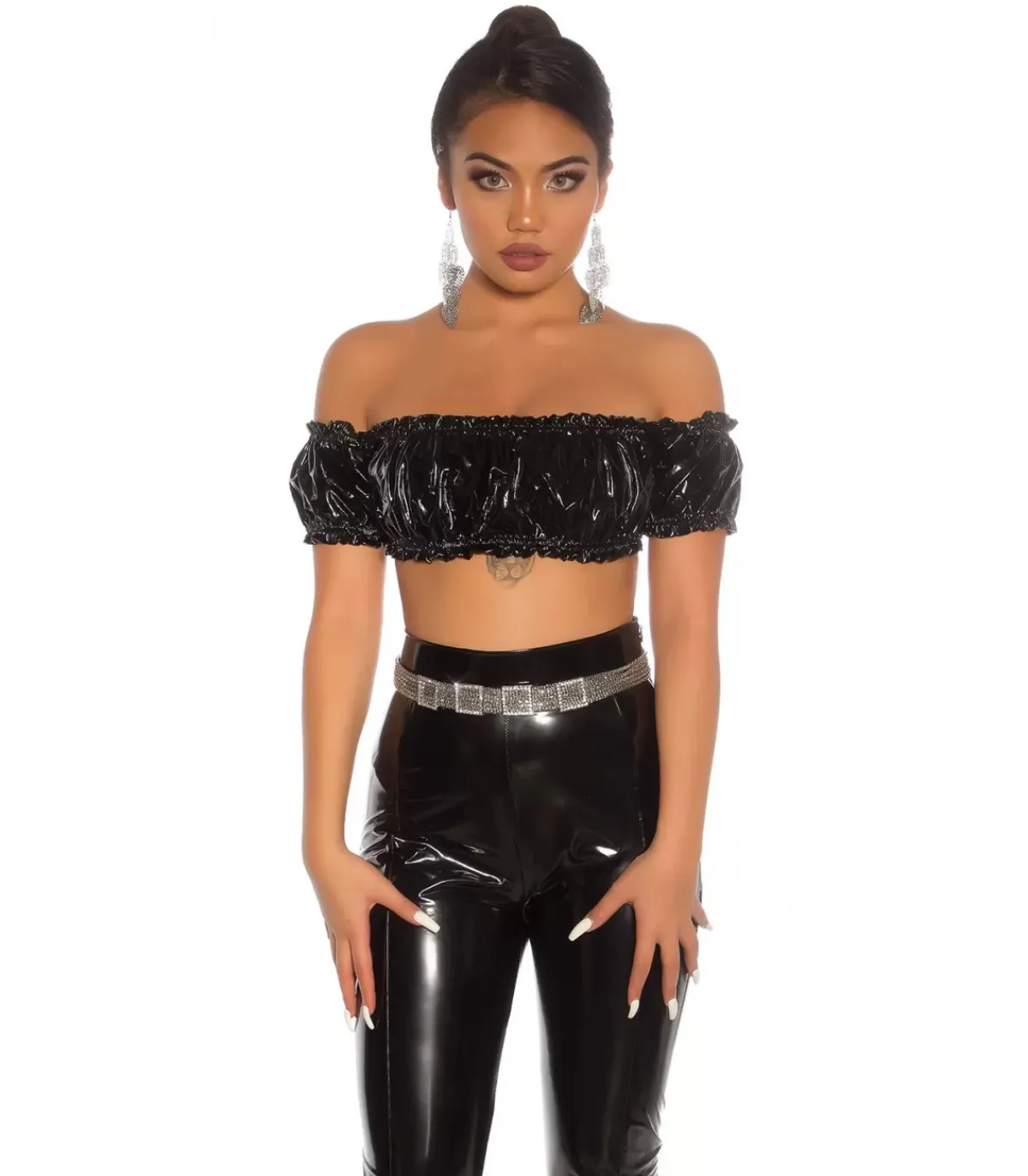 Koucla musta latex look latinapaita