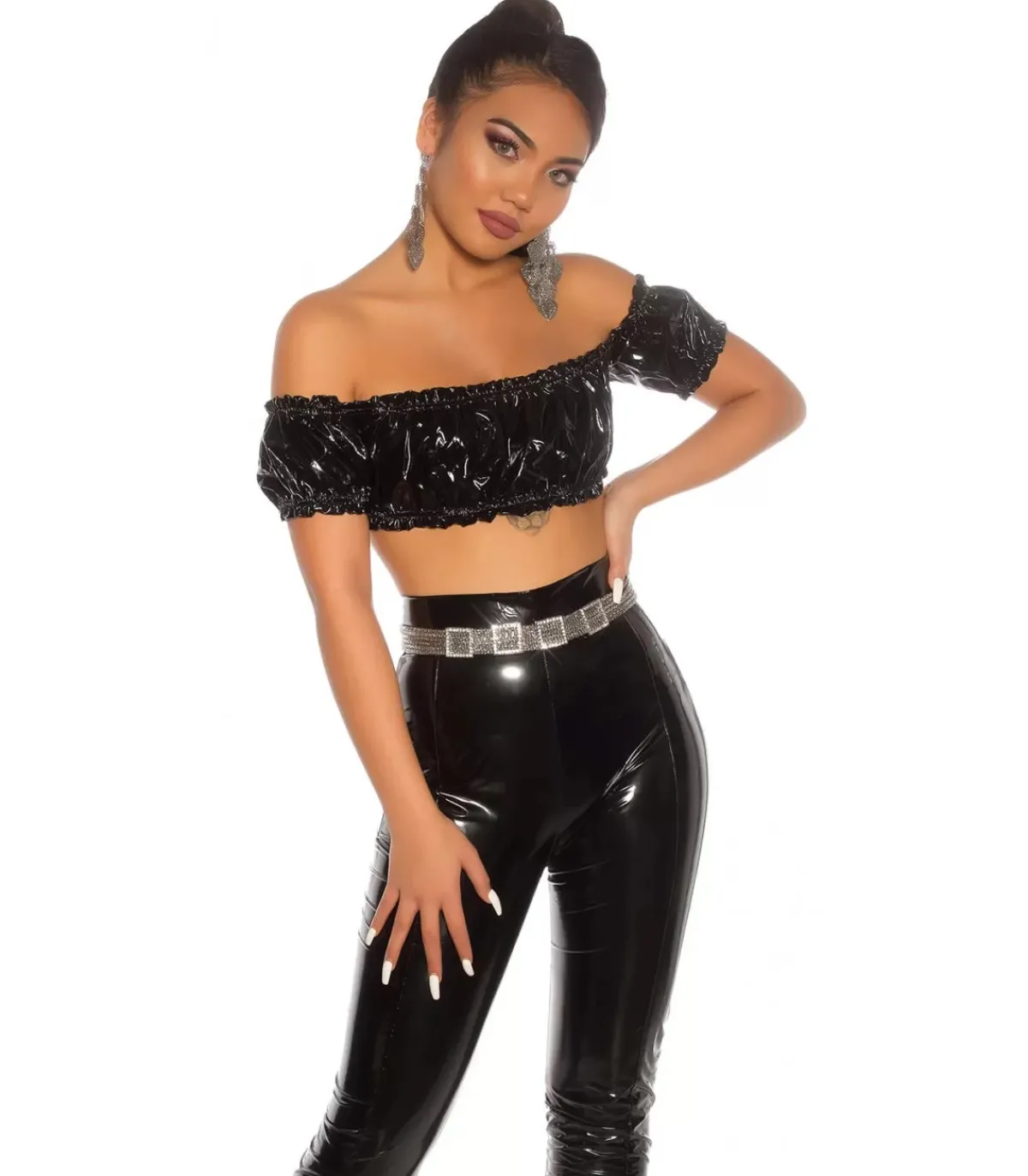 Koucla musta latex look latinapaita