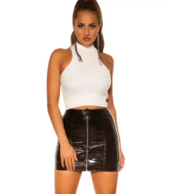 Koucla musta latex look minihame vetoketjulla