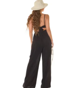 Koucla musta leveälahkeinen v-jumpsuit