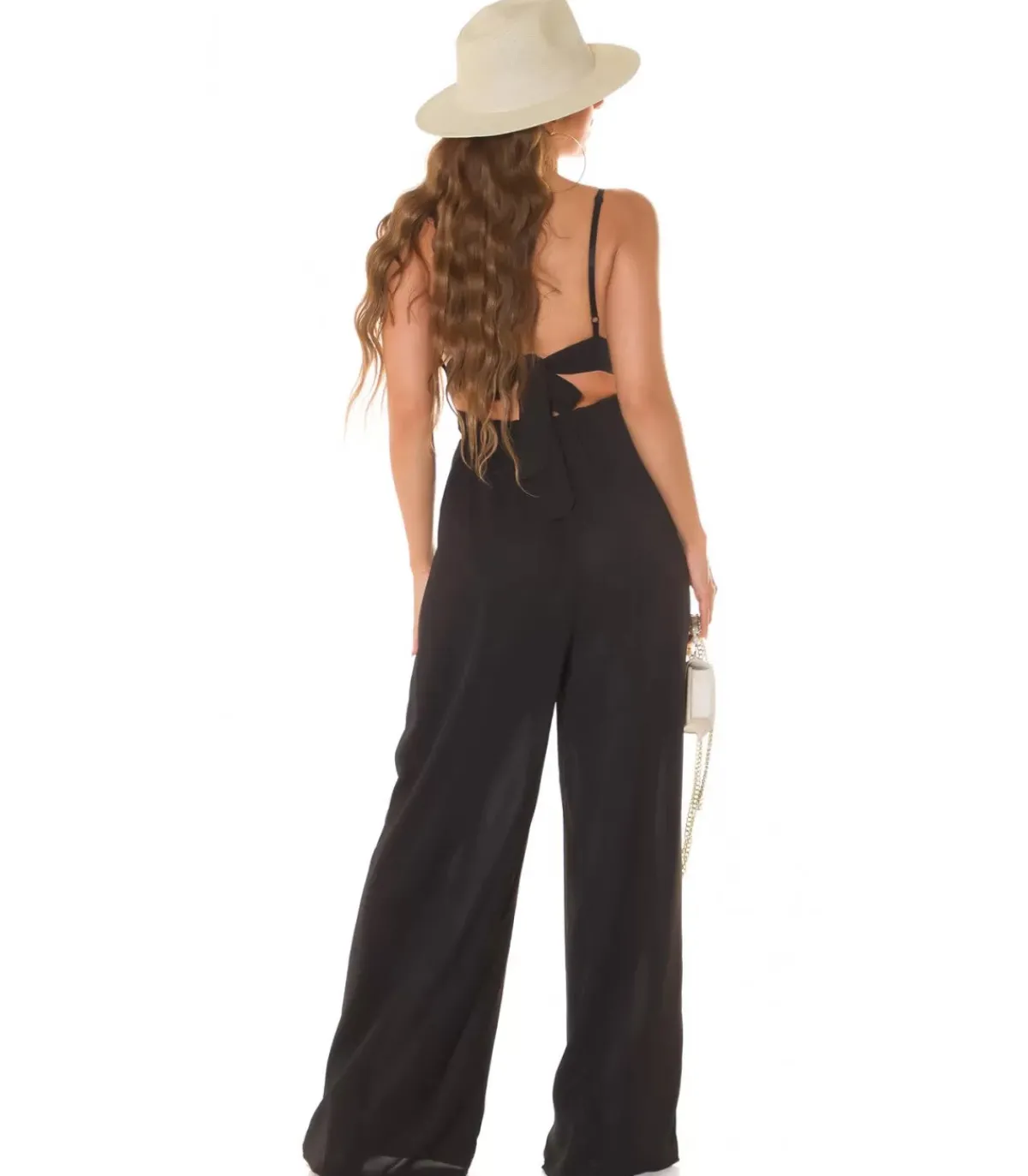 Koucla musta leveälahkeinen v-jumpsuit