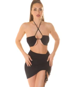 Hersecret Koucla musta neckholder minimekko rypytyksellä