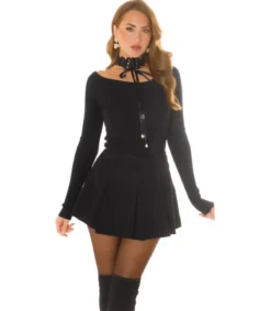 Koucla musta off-shoulder pitsichoker neule