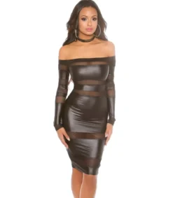 Koucla musta off-shoulder wetlook mesh mekko