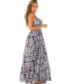 Koucla musta paisley printtikuvioinen wrap-look v-maksimekko