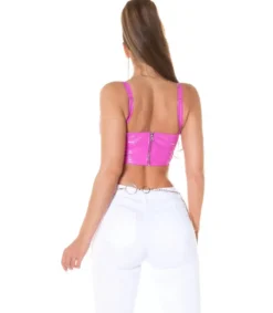 Koucla pinkki latex look lyhyt toppi