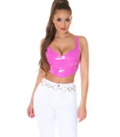 Koucla pinkki latex look lyhyt toppi