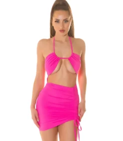 Hersecret Koucla pinkki neckholder minimekko rypytyksellä