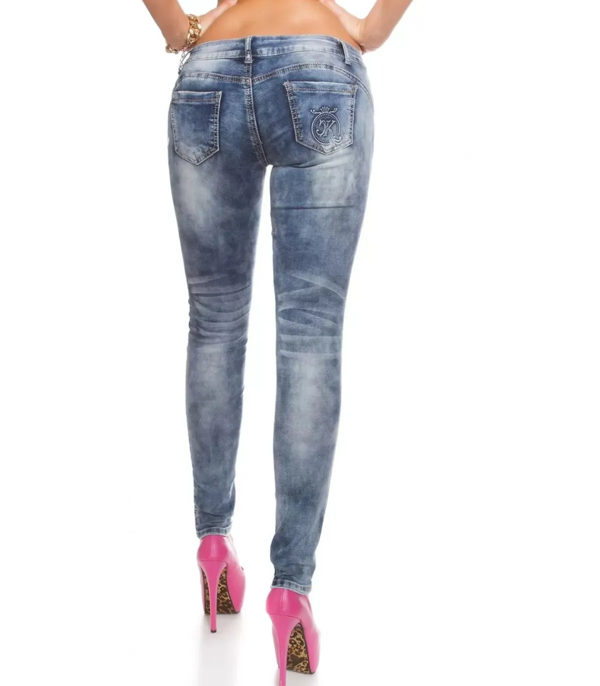 Koucla pinkkisaumaiset revityt push up -farkut