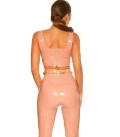 Koucla vaaleanpunainen lyhyt latex look toppi