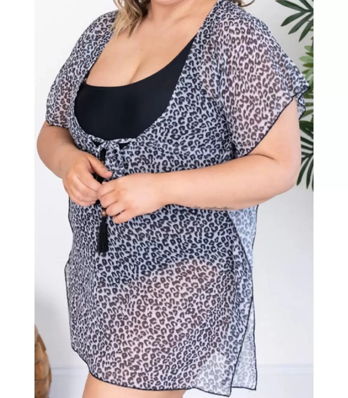 LC Leokuvioinen rantatunika (plus size)