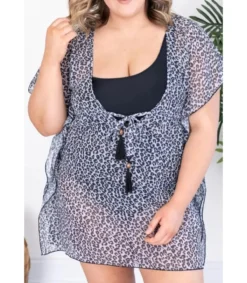 LC Leokuvioinen rantatunika (plus size)