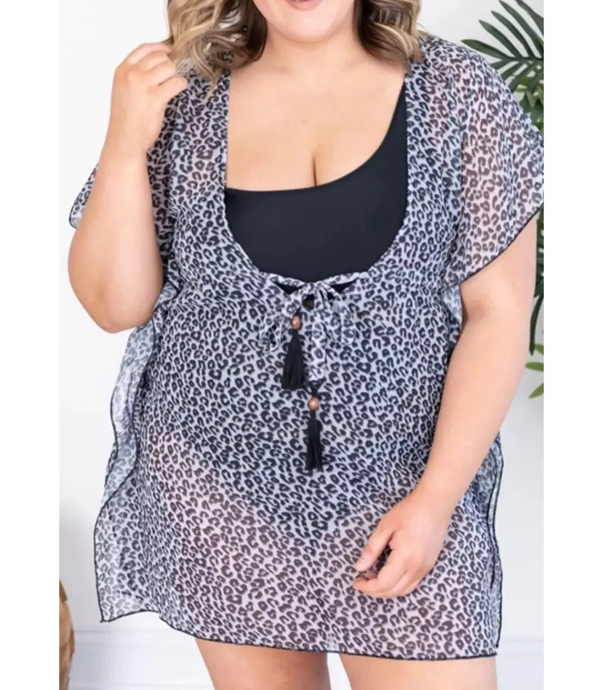 LC Leokuvioinen rantatunika (plus size)