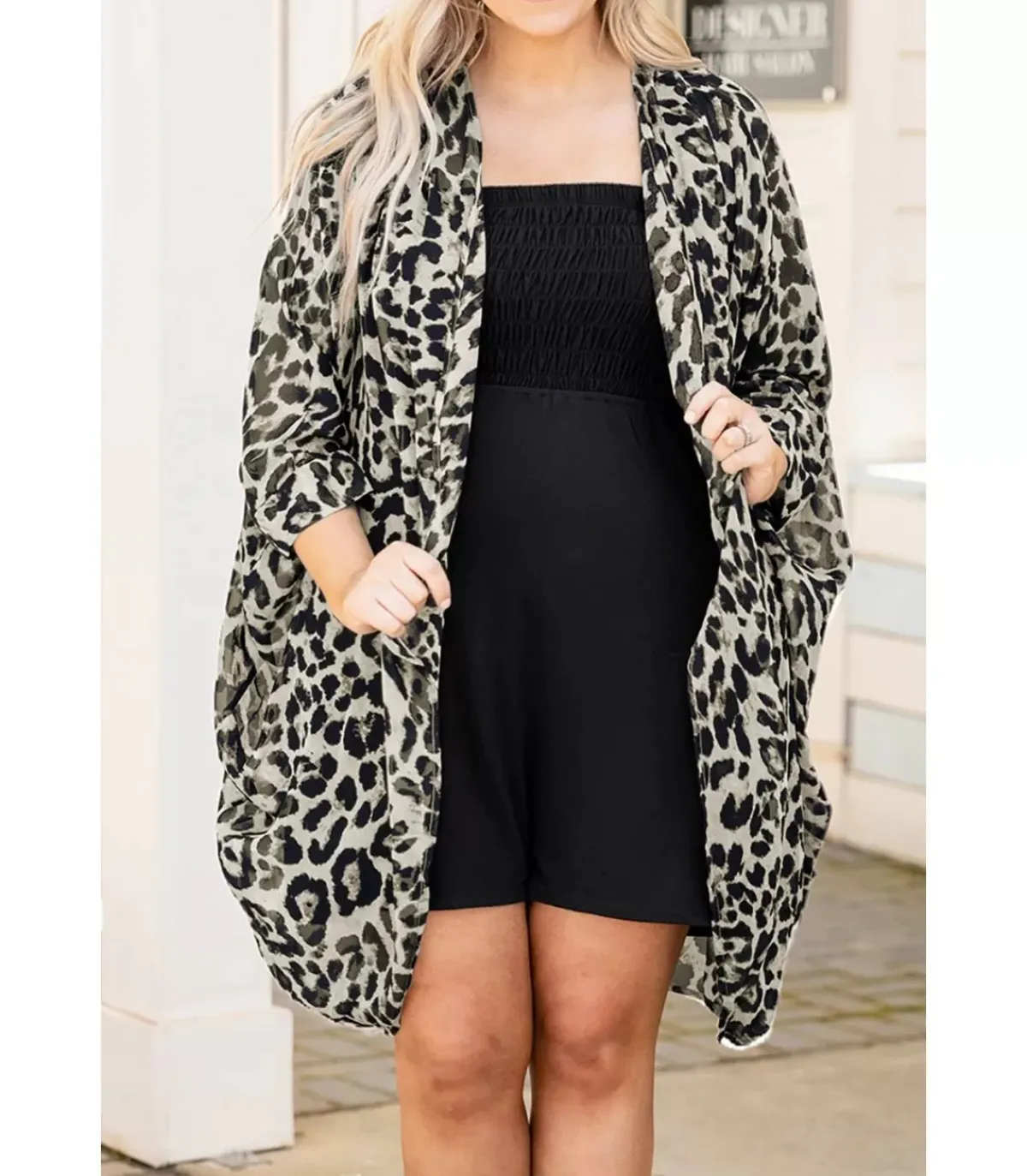 LC Leopardikuvioinen kimono (plus size)