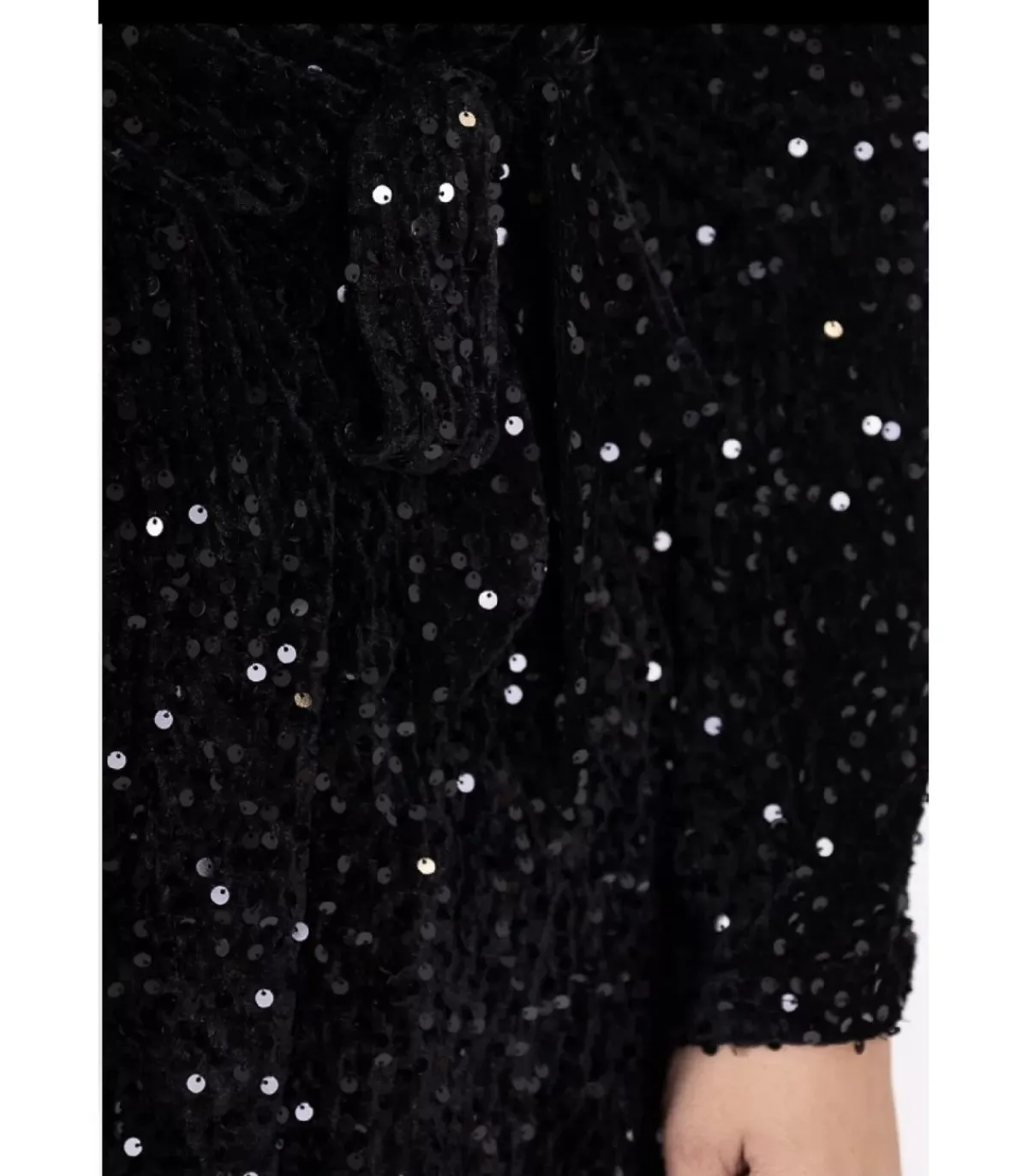 Hersecret Lilie musta v-paljettimekko (plus size)