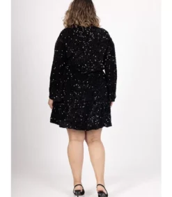 Hersecret Lilie musta v-paljettimekko (plus size)