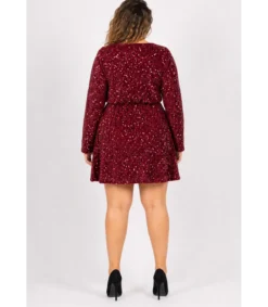 Hersecret Lilie viininpunainen v-paljettimekko (plus size)
