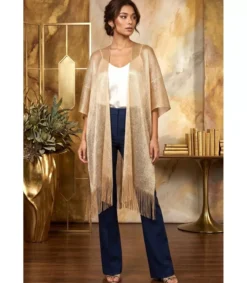 Hersecret MARCO kimaltava kultainen kimono hapsuilla