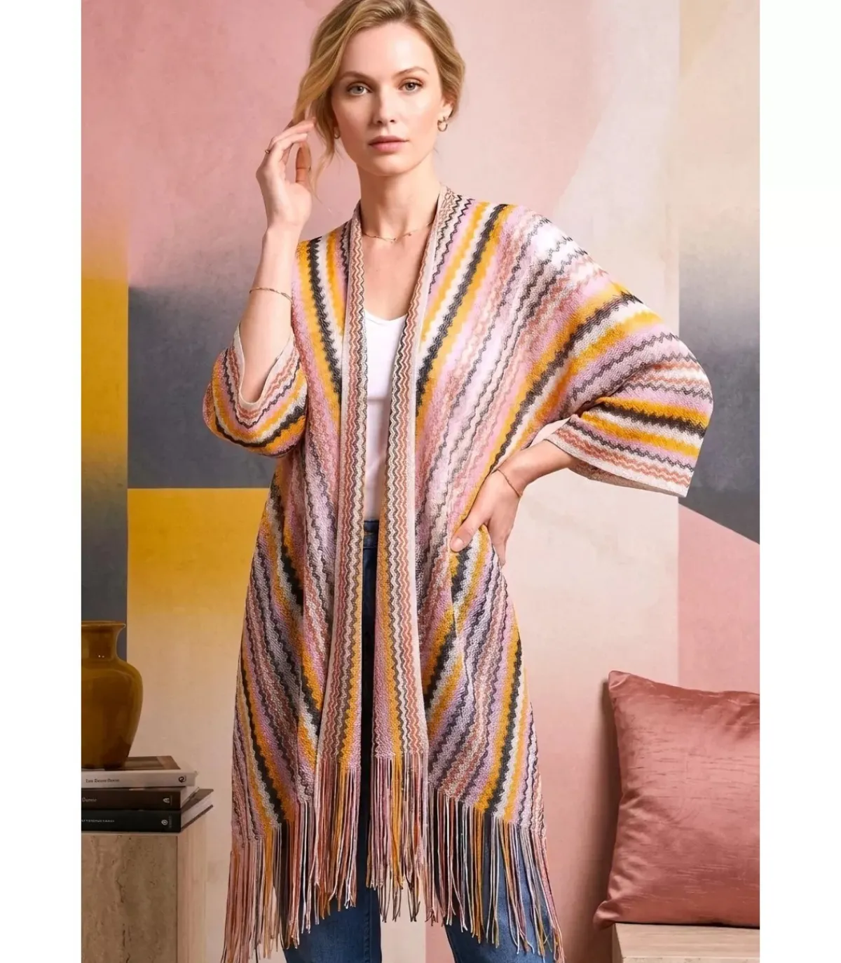 Hersecret MARCO värikäs kimono hapsuilla