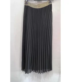Hersecret Mily musta pitkä vekkihame kultaisella vyötäröresorilla (plus size)